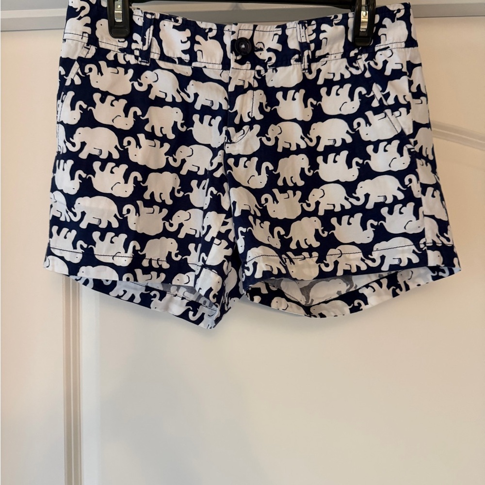 Lilly Pulitzer Callahan 5" Inseam Shorts sz 4 Navy Tusk in the Sun Elephants EUC
